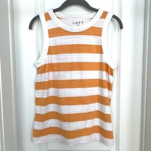 LOFT Vibrant Yellow and White Striped Sleeveless Top
